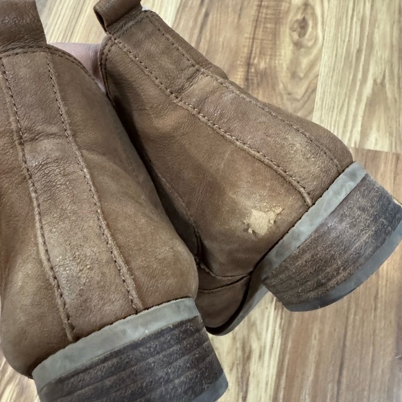 Brown Suede Ankle Boots with Elastic Panels - Picture 3 of 7